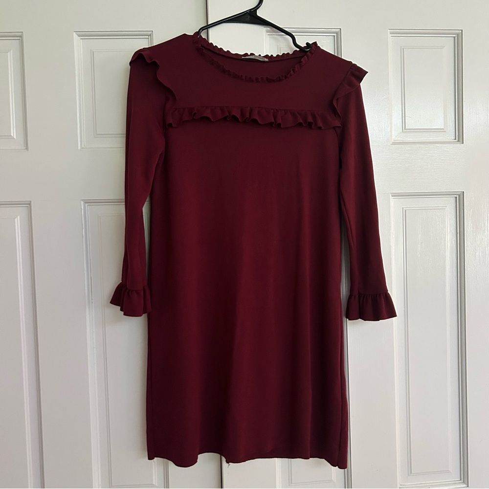 Zara Burgundy Shift Dress - Size S women’s